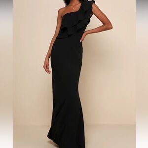 Lulus one shoulder ruffle gown